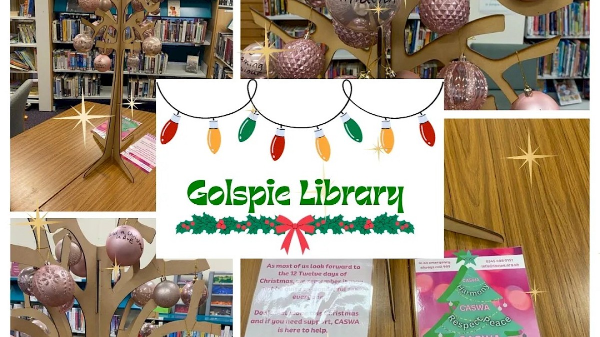 Golspie Library Display at Christmas time